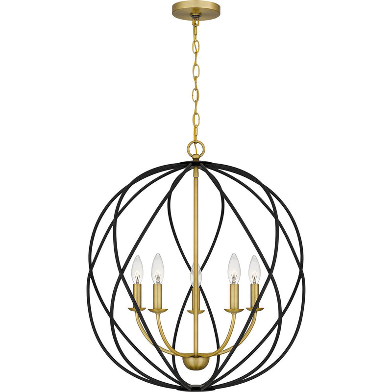 Bryn 5-Light Pendant in Aged Brass