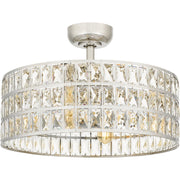 Crystal 4-Light Fandelier in Polished Nickel