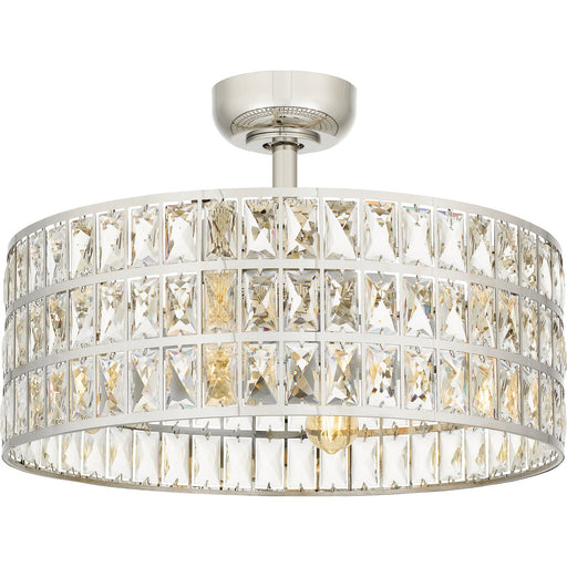 Crystal 4-Light Fandelier in Polished Nickel