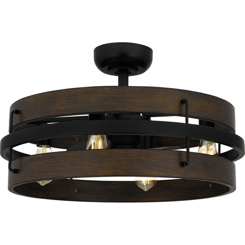 Farmhouse 4-Light Fandelier in Matte Black
