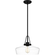 Clear Glass Schoolhouse Pendant in Matte Black