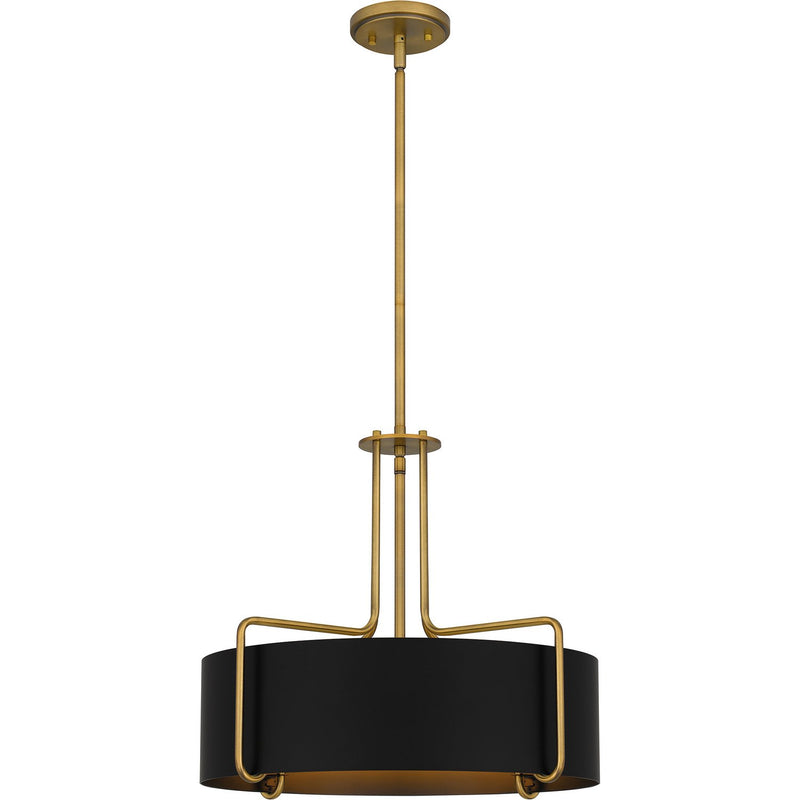 20" Metal Drum 4-Light Pendant in Aged Brass