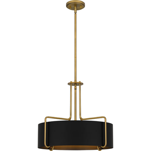 20" Metal Drum 4-Light Pendant in Aged Brass