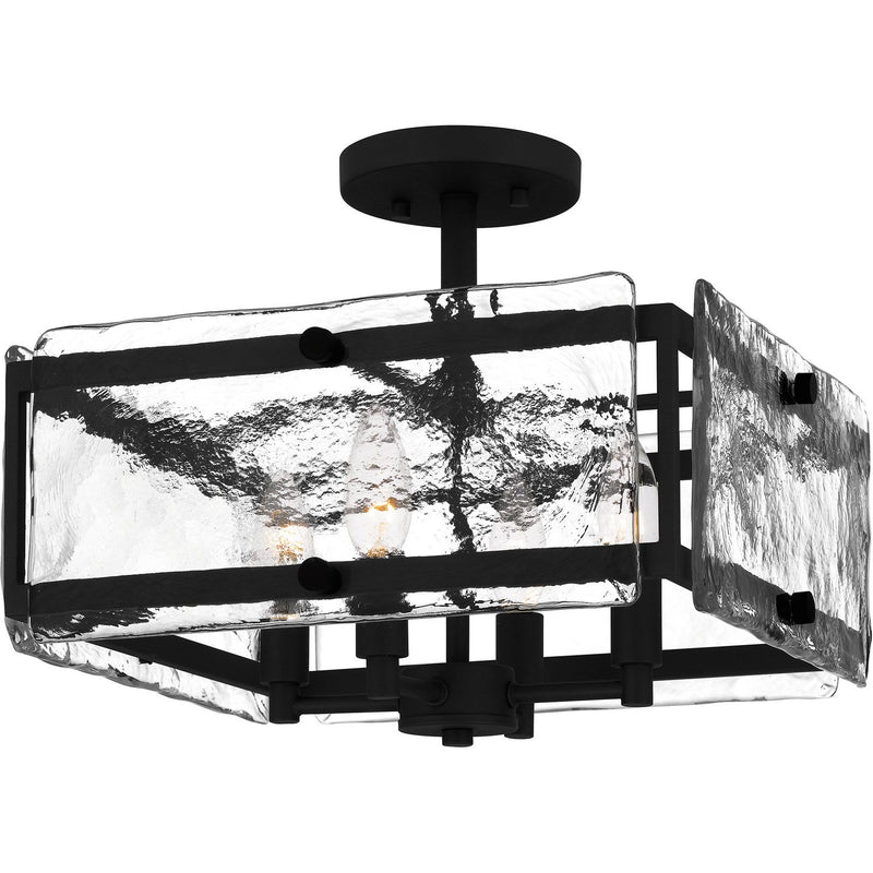 Textured Glass Cage 4-Light Semi-Flush Mount in Earth Black