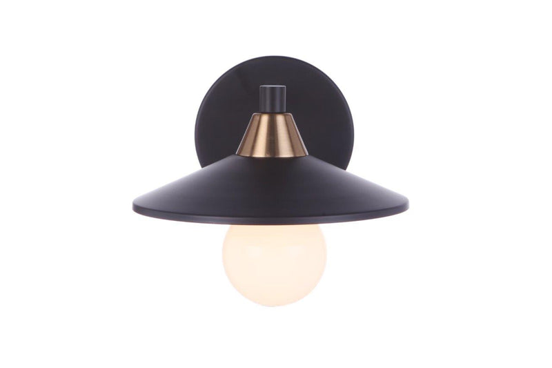Isaac 1 Light 8" Wall Sconce in Flat Black/Satin Brass