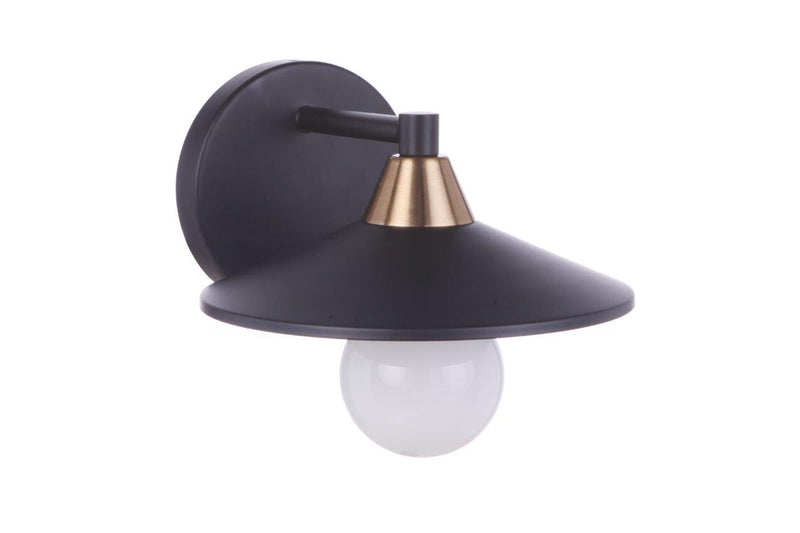 Isaac 1 Light 8" Wall Sconce in Flat Black/Satin Brass