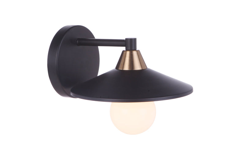 Isaac 1 Light 8" Wall Sconce in Flat Black/Satin Brass