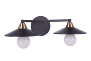 Isaac 2 Light 19.25" Vanity in Flat Black/Satin Brass