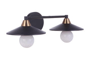 Isaac 2 Light 19.25" Vanity in Flat Black/Satin Brass
