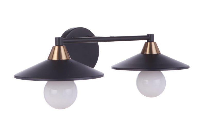 Isaac 2 Light 19.25" Vanity in Flat Black/Satin Brass