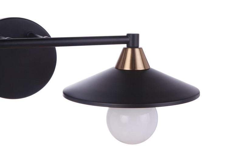 Isaac 2 Light 19.25" Vanity in Flat Black/Satin Brass