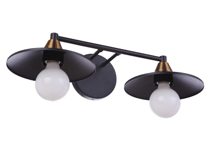 Isaac 2 Light 19.25" Vanity in Flat Black/Satin Brass