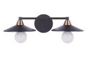 Isaac 2 Light 19.25" Vanity in Flat Black/Satin Brass