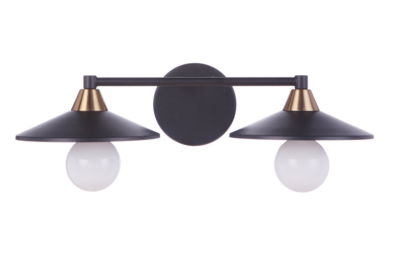 Isaac 2 Light 19.25" Vanity in Flat Black/Satin Brass