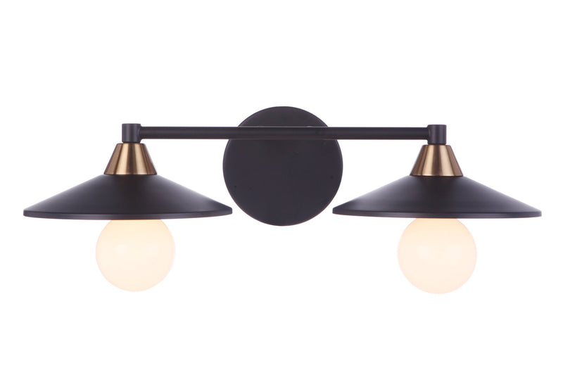 Isaac 2 Light 19.25" Vanity in Flat Black/Satin Brass