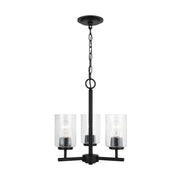 Oslo 3-Light Seeded Glass Chandelier in Midnight Black