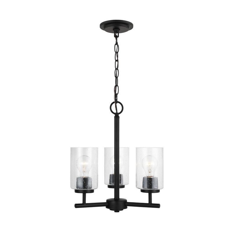 Oslo 3-Light Seeded Glass Chandelier in Midnight Black