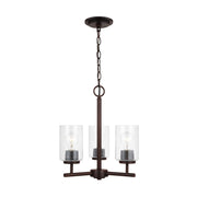 Oslo 3-Light Seeded Glass Chandelier in Bronze