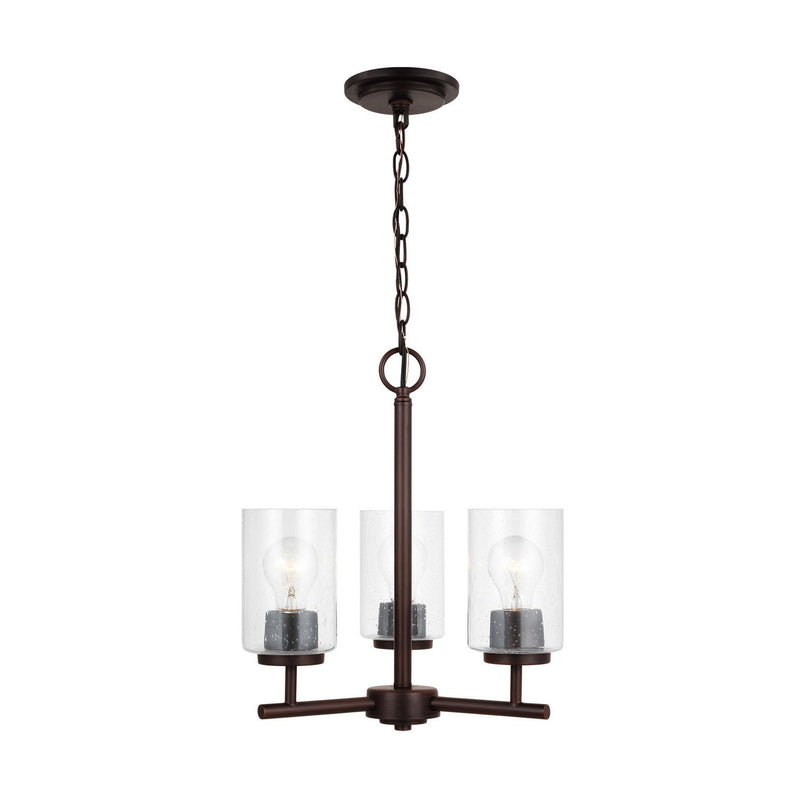 Oslo 3-Light Seeded Glass Chandelier in Bronze