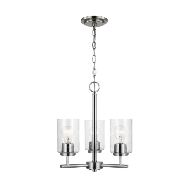 Oslo 3-Light Seeded Glass Chandelier in Brushed Nickel