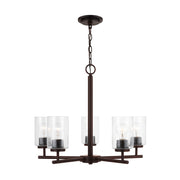 Oslo 5-Light Seeded Glass Chandelier in Bronze