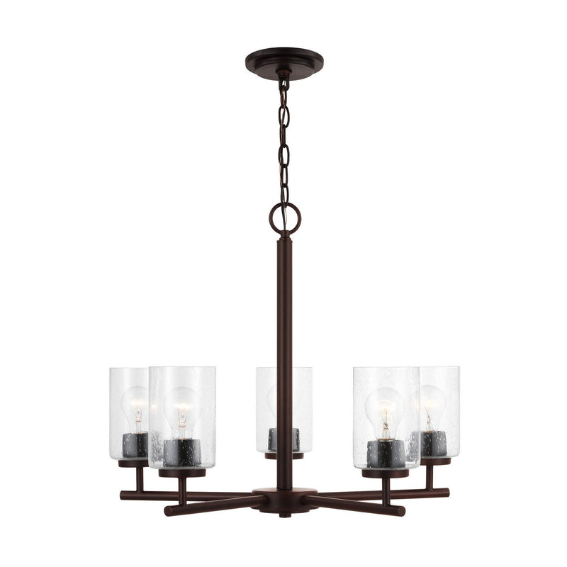 Oslo 5-Light Seeded Glass Chandelier in Bronze