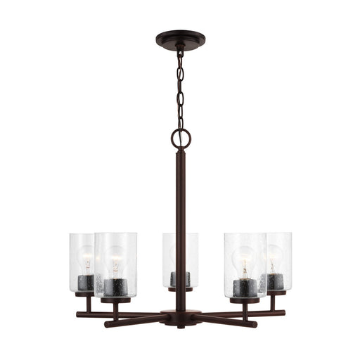 Oslo 5-Light Seeded Glass Chandelier in Bronze