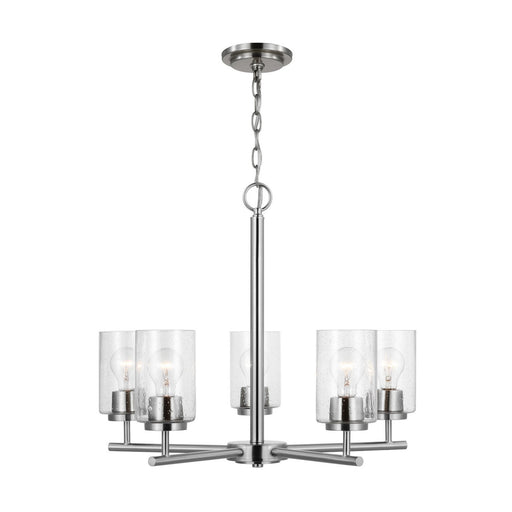 Oslo 5-Light Seeded Glass Chandelier in Brushed Nickel