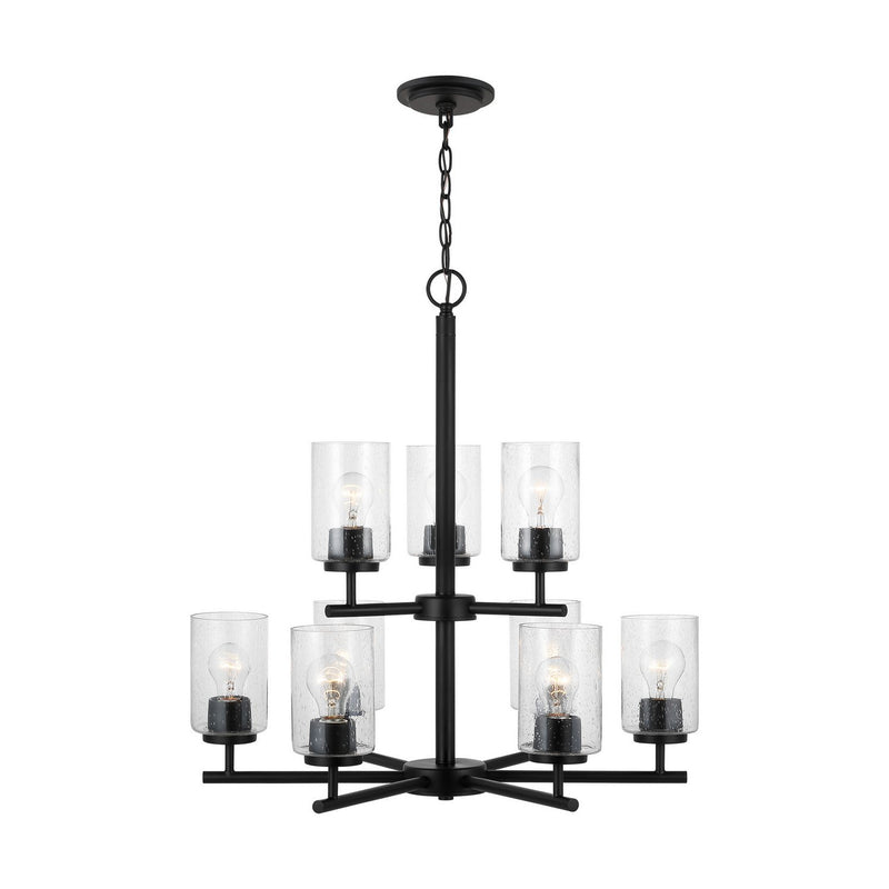 Oslo 9-Light Seeded Glass Chandelier in Midnight Black