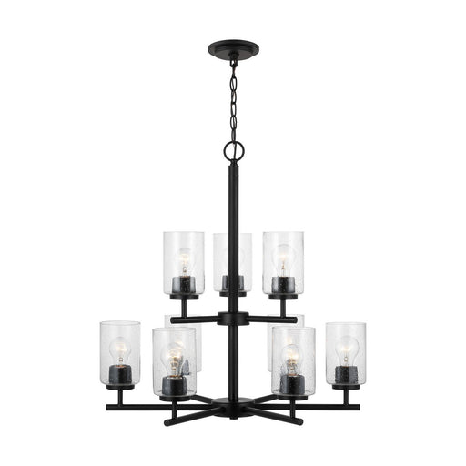 Oslo 9-Light Seeded Glass Chandelier in Midnight Black