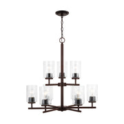 Oslo 9-Light Seeded Glass Chandelier in Bronze