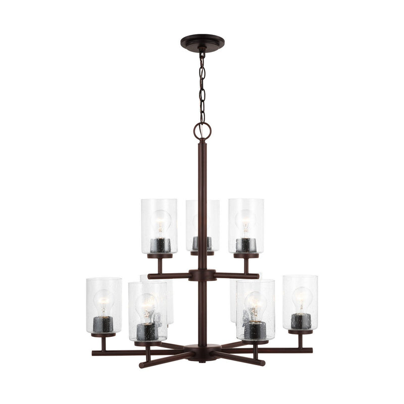 Oslo 9-Light Seeded Glass Chandelier in Bronze