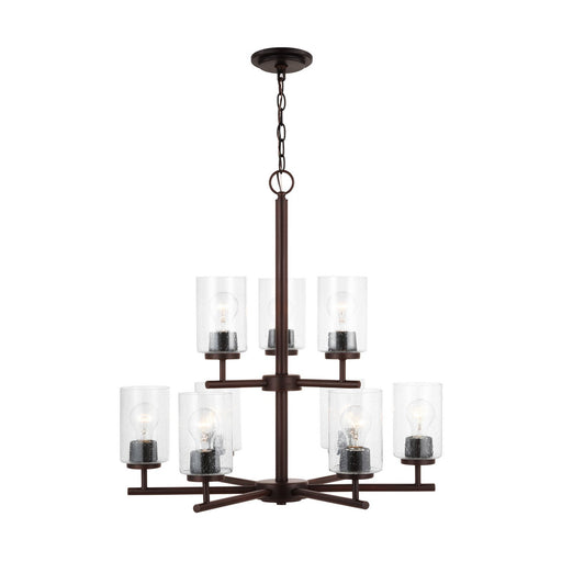 Oslo 9-Light Seeded Glass Chandelier in Bronze