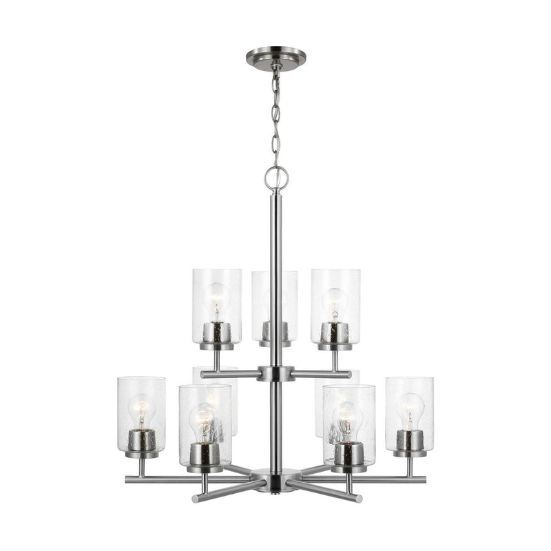 Oslo 9-Light Seeded Glass Chandelier in Brushed Nickel