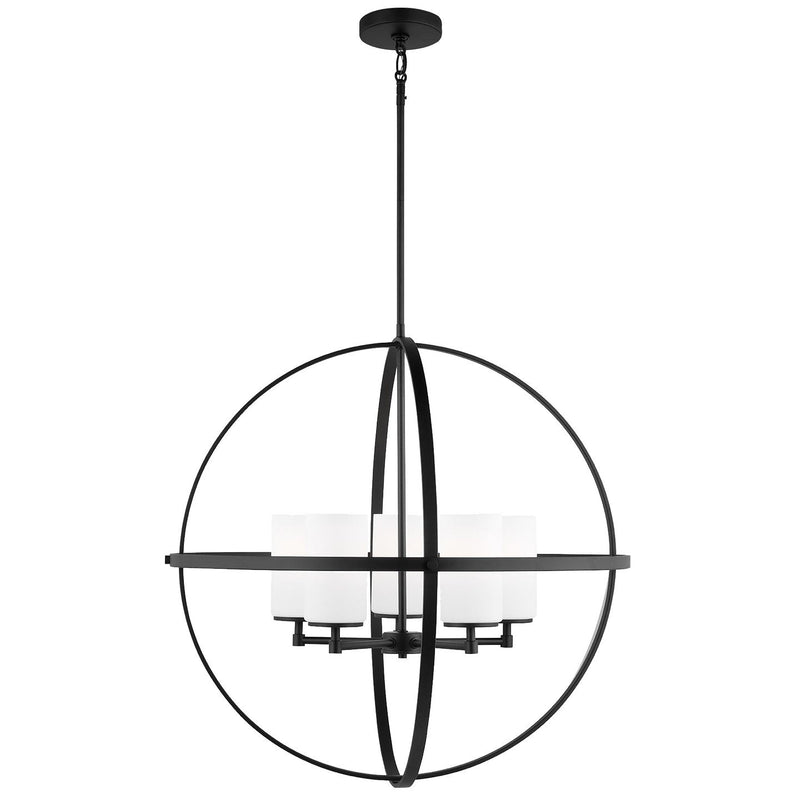 Alturas 5-Light Etched Glass Chandelier in Midnight Black