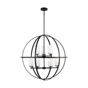 Alturas 9-Light Etched Glass Chandelier in Midnight Black