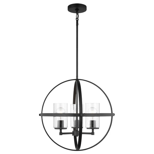 Alturas 3-Light Clear Seeded Glass Chandelier in Midnight Black