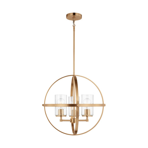 Alturas 3-Light Clear Seeded Glass Chandelier in Satin Brass