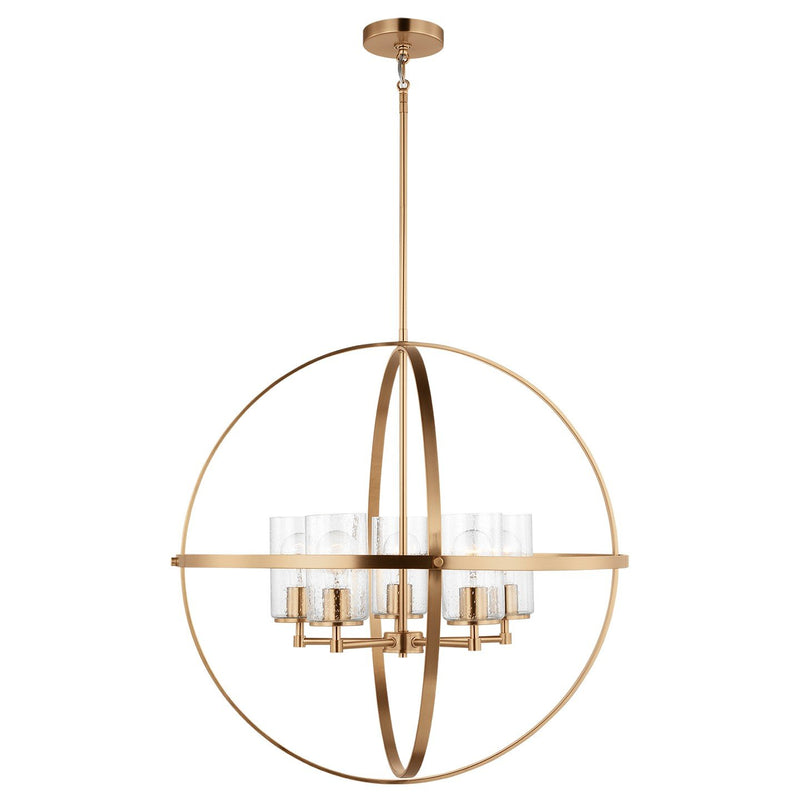 Alturas 5-Light Clear Seeded Glass Chandelier in Satin Brass