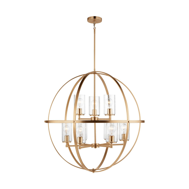 Alturas 9-Light Clear Seeded Glass Chandelier in Satin Brass