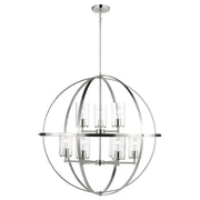 Alturas 9-Light Clear Seeded Glass Chandelier in Brushed Nickel