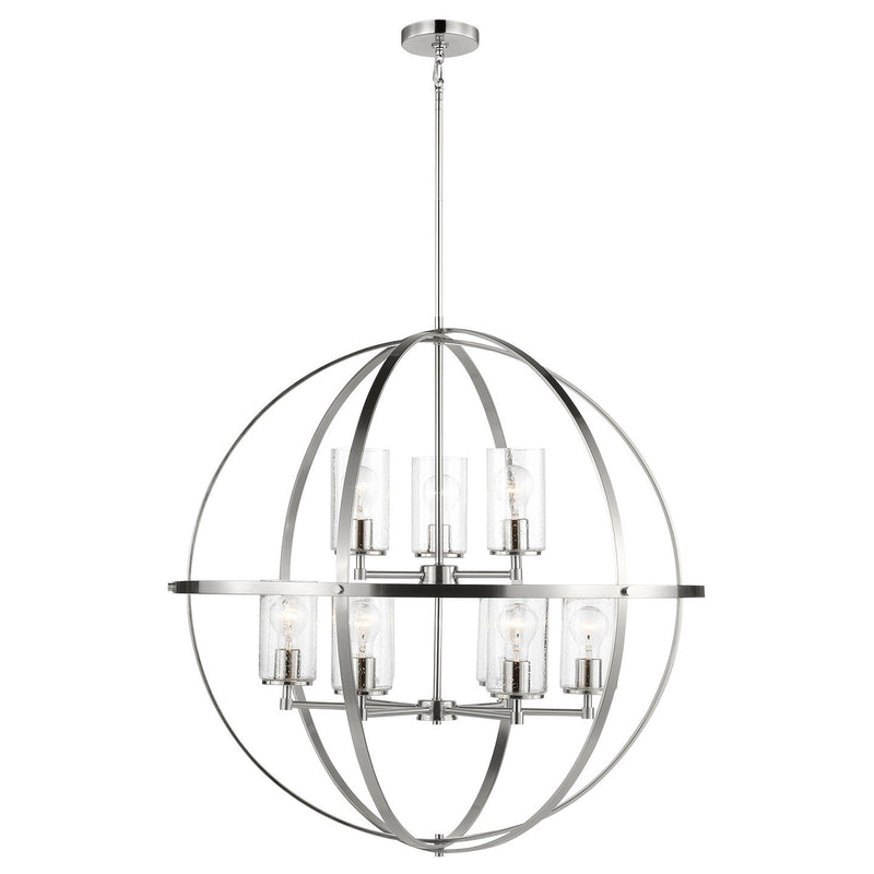 Alturas 9-Light Clear Seeded Glass Chandelier in Brushed Nickel