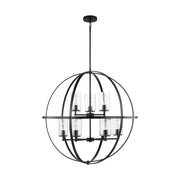 Alturas 9-Light Clear Seeded Glass Chandelier in Midnight Black