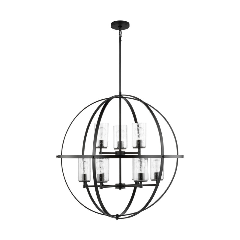 Alturas 9-Light Clear Seeded Glass Chandelier in Midnight Black
