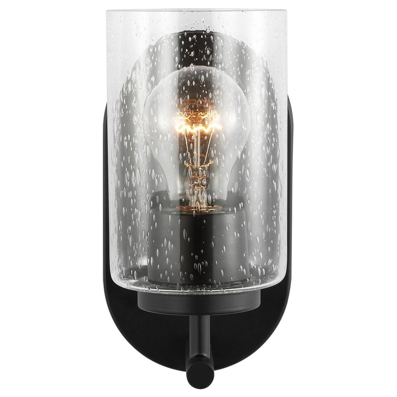 Oslo Seeded Glass Wall Sconce in Midnight Black