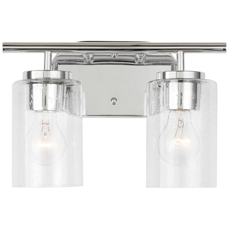 Oslo 2-Light Seeded Glass Bath Vanity Light in Chrome