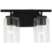 Oslo 2-Light Seeded Glass Bath Vanity Light in Midnight Black