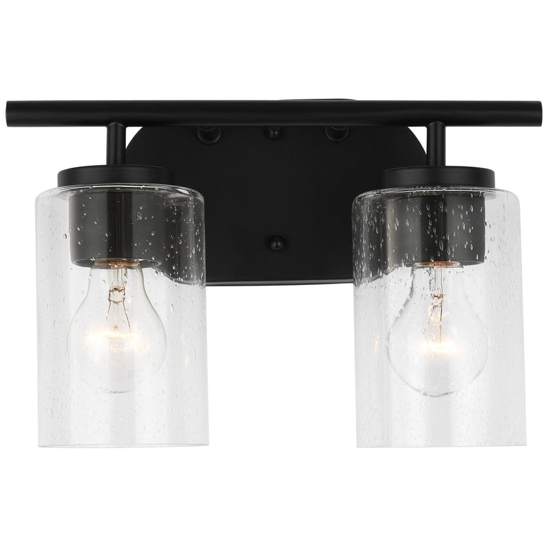 Oslo 2-Light Seeded Glass Bath Vanity Light in Midnight Black