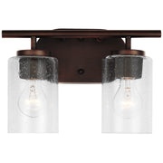 Oslo 2-Light Seeded Glass Bath Vanity Light in Bronze