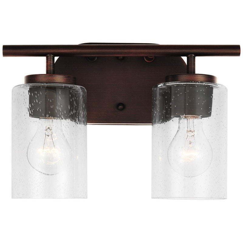Oslo 2-Light Seeded Glass Bath Vanity Light in Bronze
